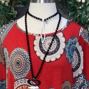 Necklace with black beading and silver